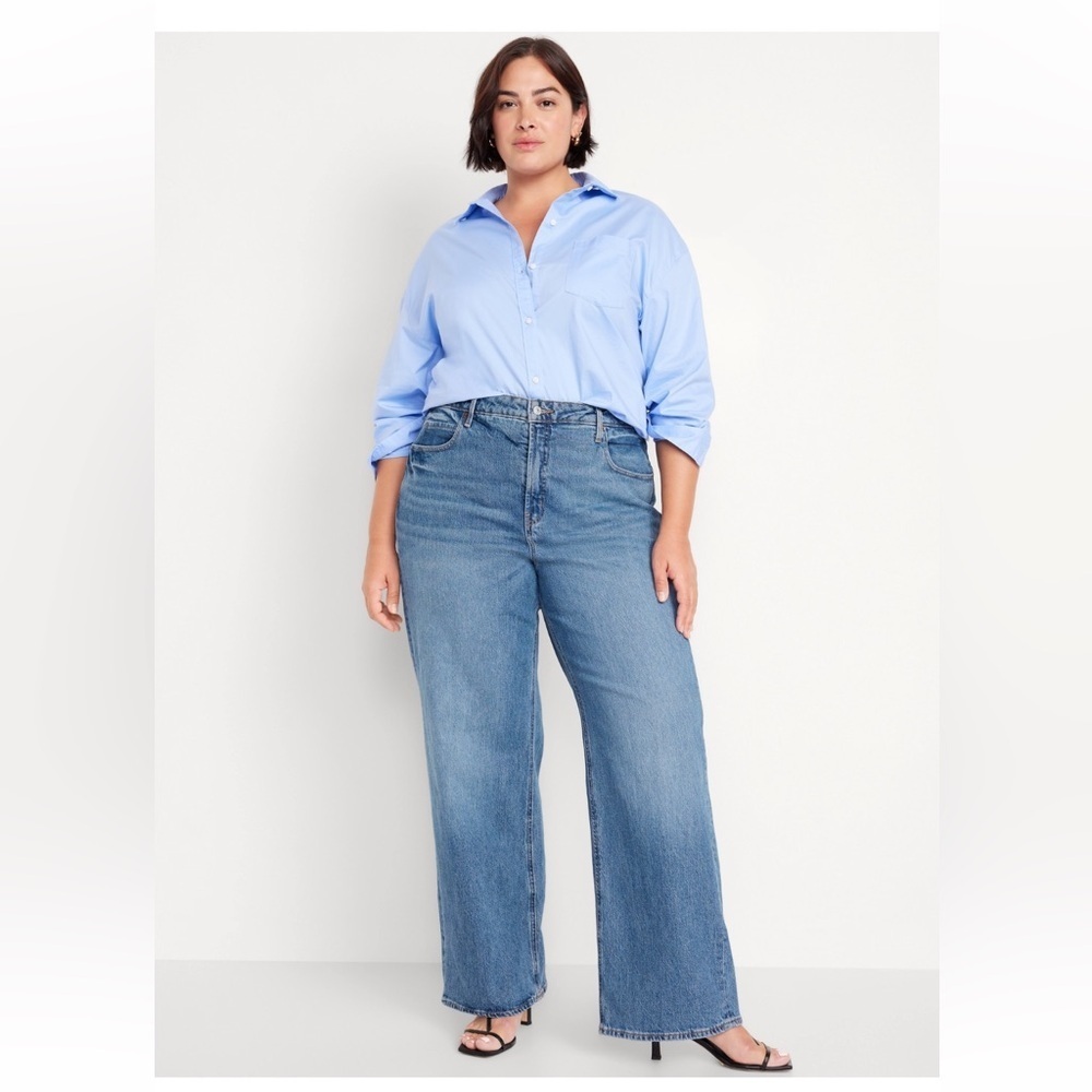 NWT Old Navy Extra High Waisted Wide Leg Jeans Sz 16 Tall, Medium Wash - Picture 5 of 11